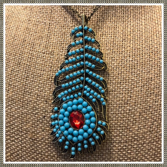 Jewelry - Turquoise Feather Necklace